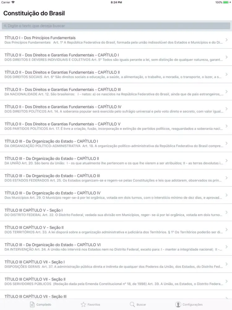 Capturas de pantalla de Constituição do Brasil de 1988 iPad 