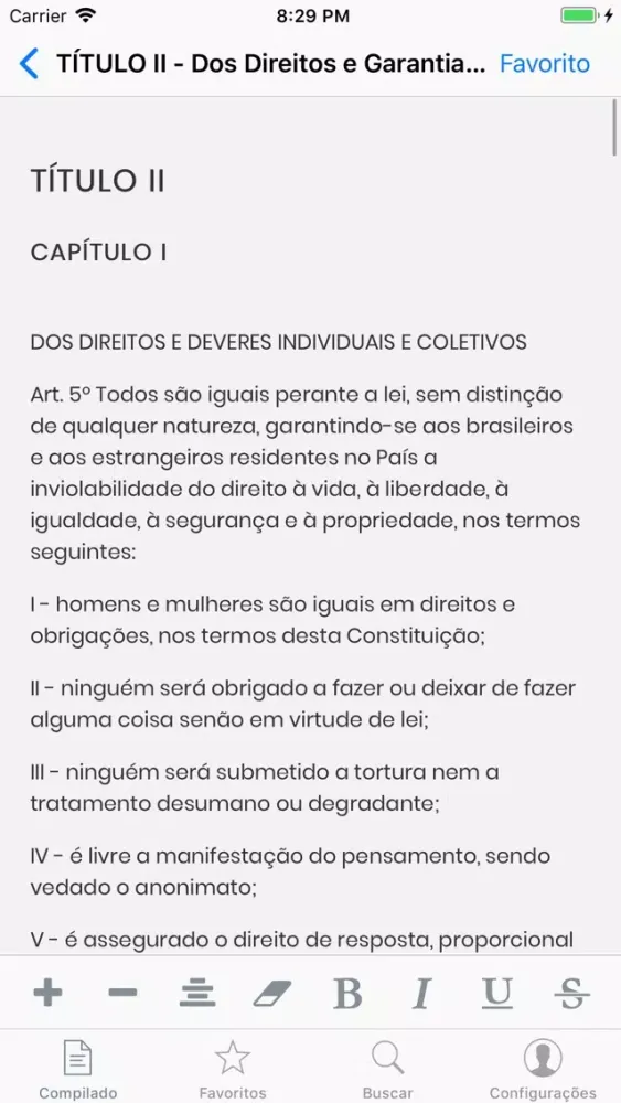 Capturas de pantalla de Constituição do Brasil de 1988