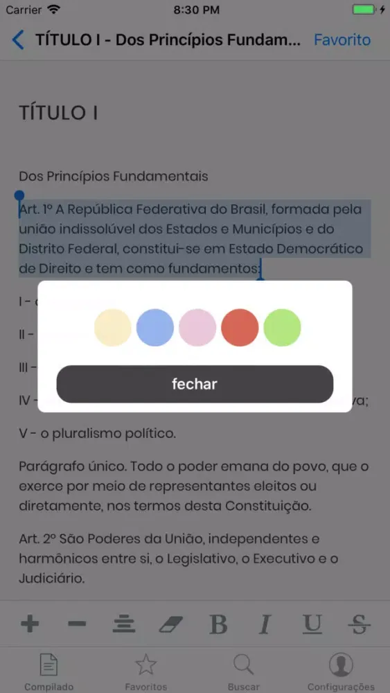 Capturas de pantalla de Constituição do Brasil de 1988