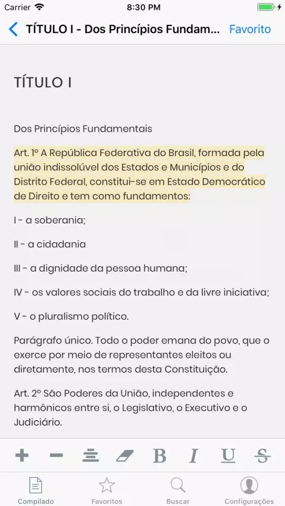 Capturas de pantalla de Constituição do Brasil de 1988