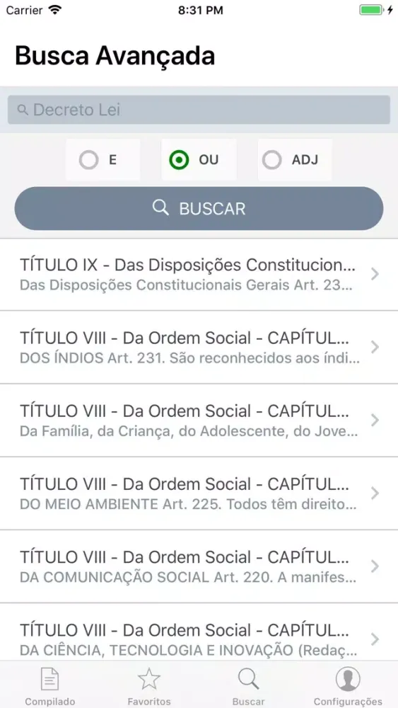 Capturas de pantalla de Constituição do Brasil de 1988