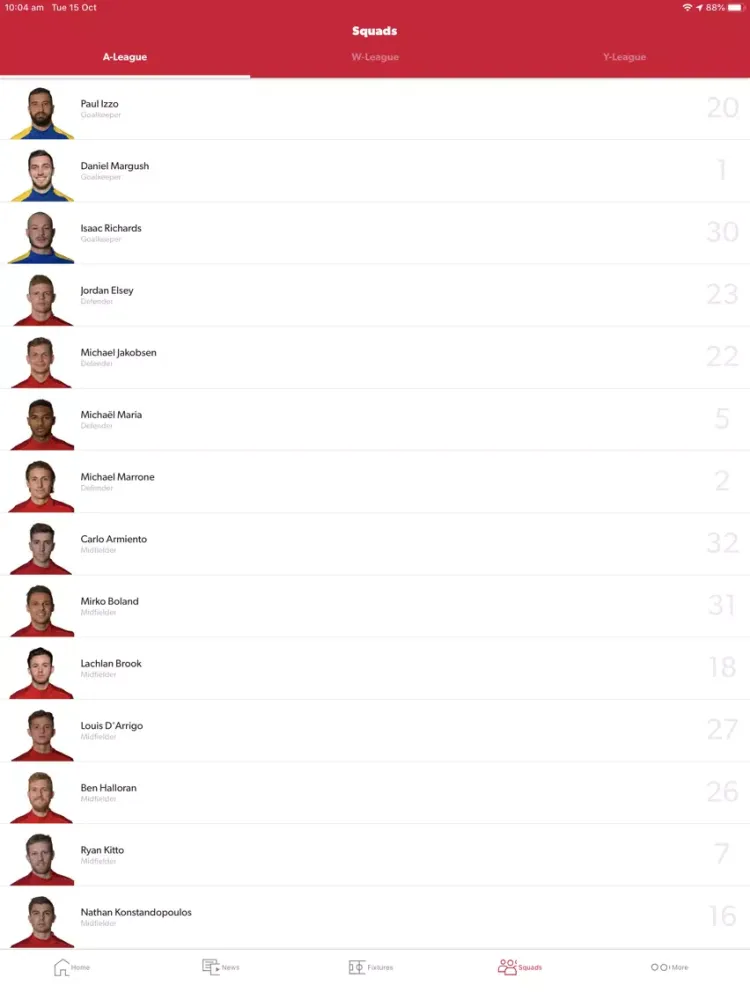 Ảnh chụp màn hình của Adelaide United Official App iPad 