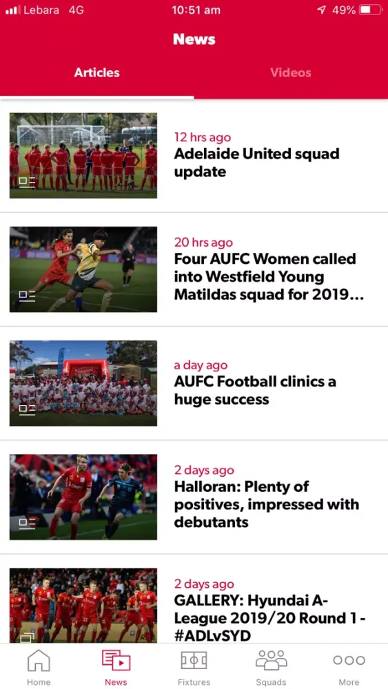 Ảnh chụp màn hình của Adelaide United Official App