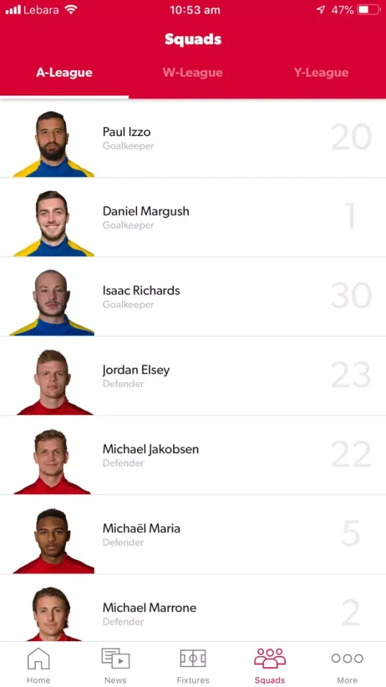 Ảnh chụp màn hình của Adelaide United Official App