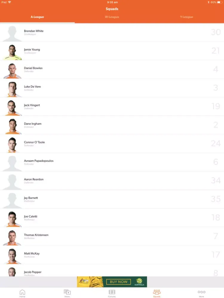 Brisbane Roar Official App iPad  Ekran Görüntüleri