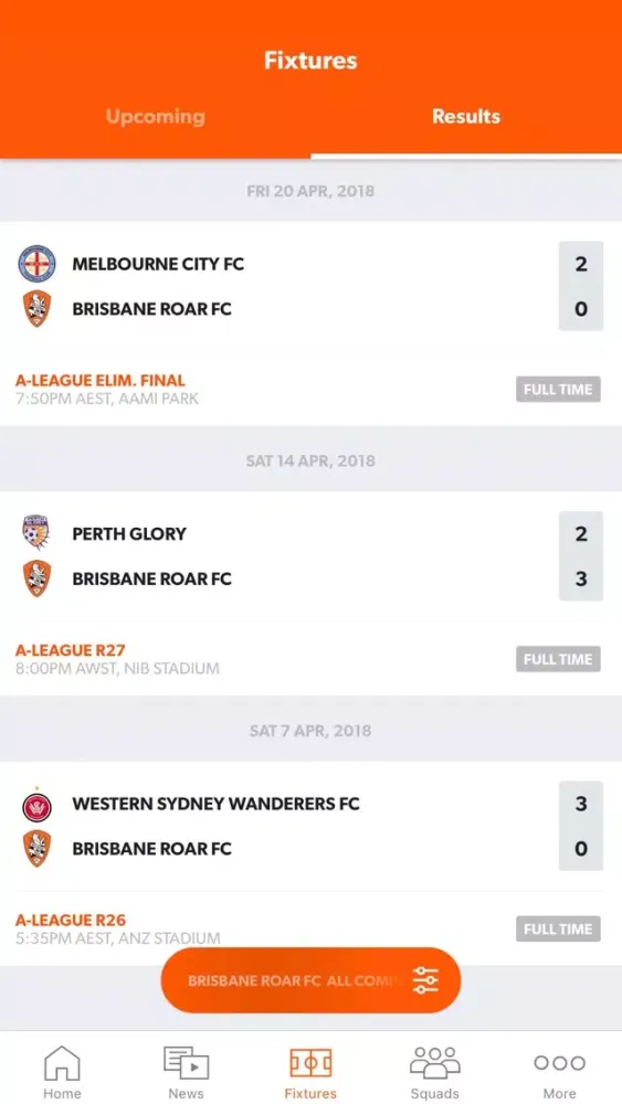 Brisbane Roar Official App Ekran Görüntüleri