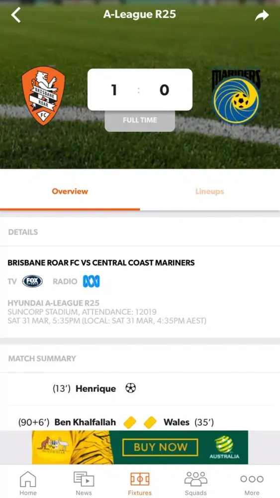 Brisbane Roar Official App Ekran Görüntüleri