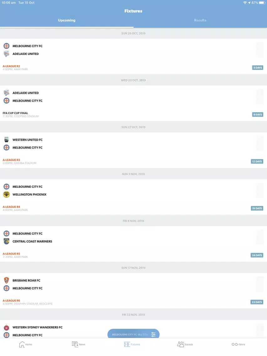 Скриншоты Melbourne City FC Official App iPad 