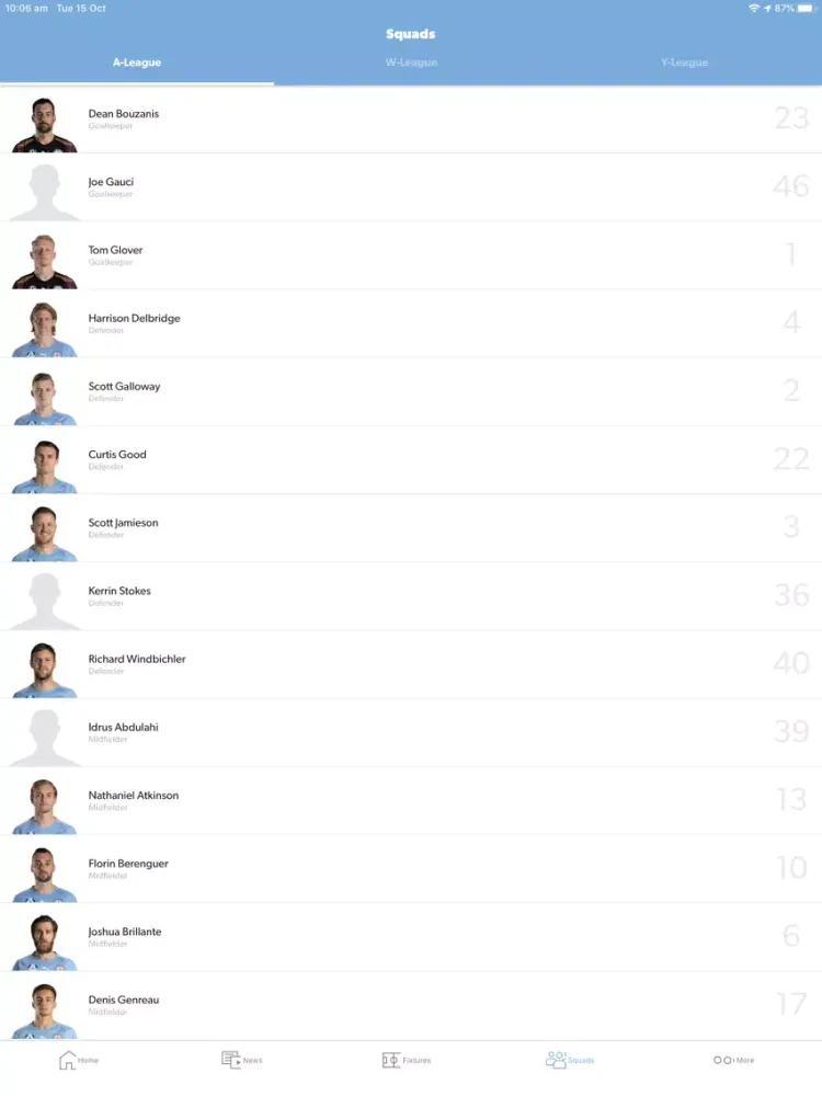 Ảnh chụp màn hình của Melbourne City FC Official App iPad 