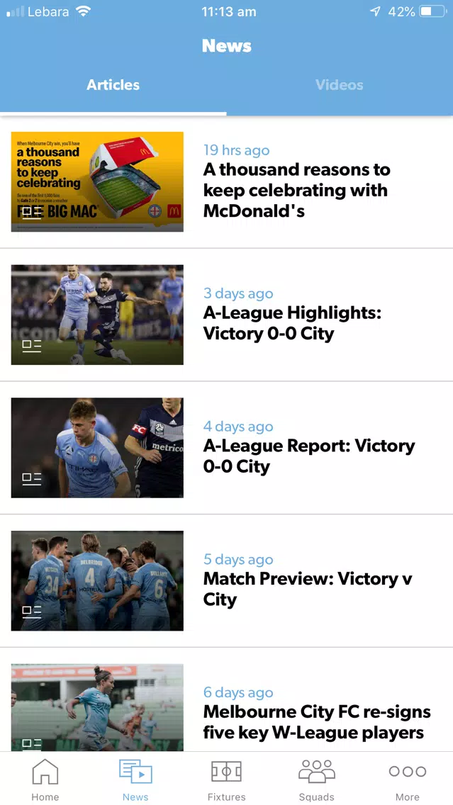 Скриншоты Melbourne City FC Official App