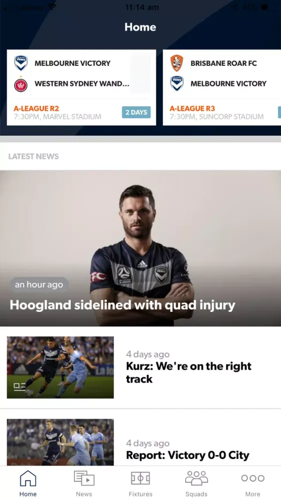 ภาพหน้าจอของ Melbourne Victory Official App