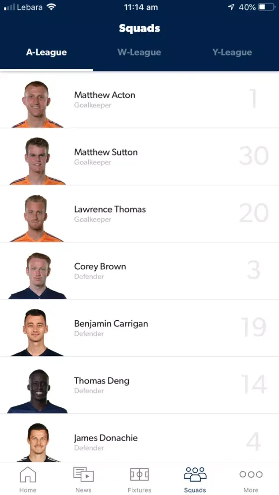 ภาพหน้าจอของ Melbourne Victory Official App