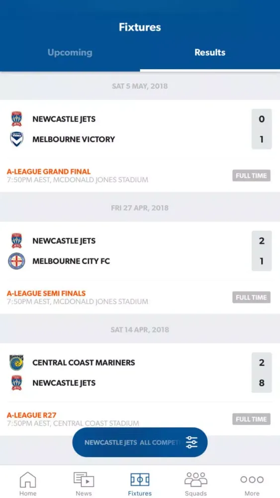 Newcastle Jets Official App Screenshots