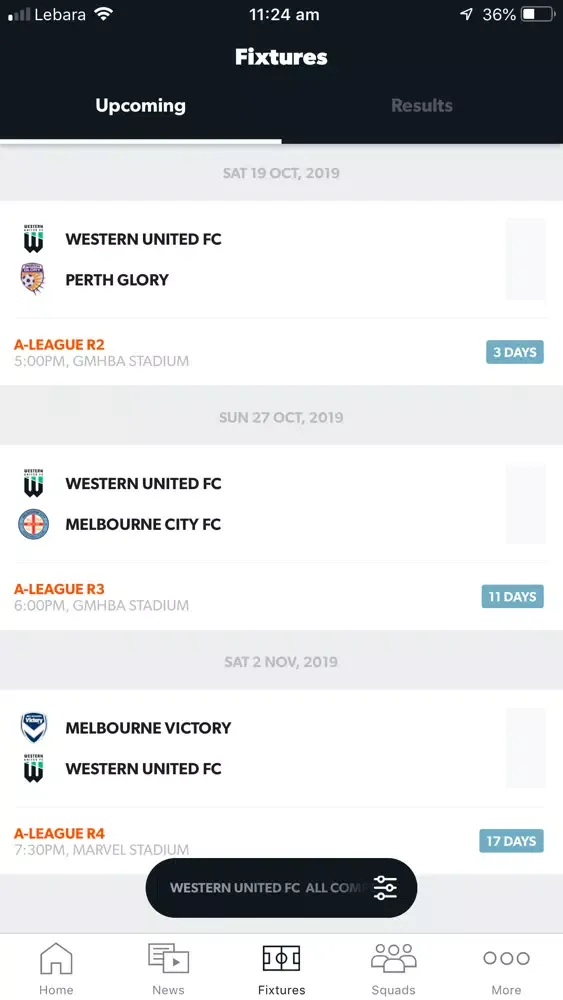 Screenshot di Western United FC Official App