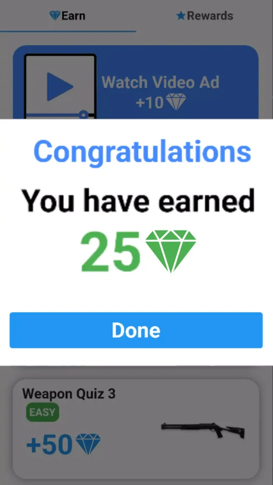 Ảnh chụp màn hình của FFire Diamond Reward Quiz
