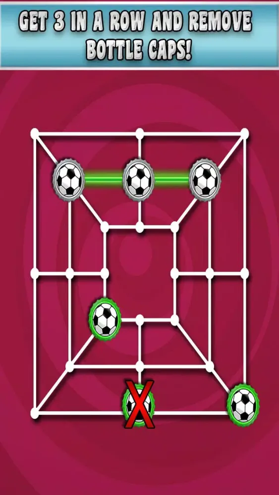 Tangkapan layar Soccer Caps Morris Tic Tac Toe - 3 in a row Nine Men's Morris