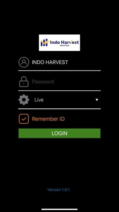 Screenshot di Indo Harvest Sekuritas Mobile