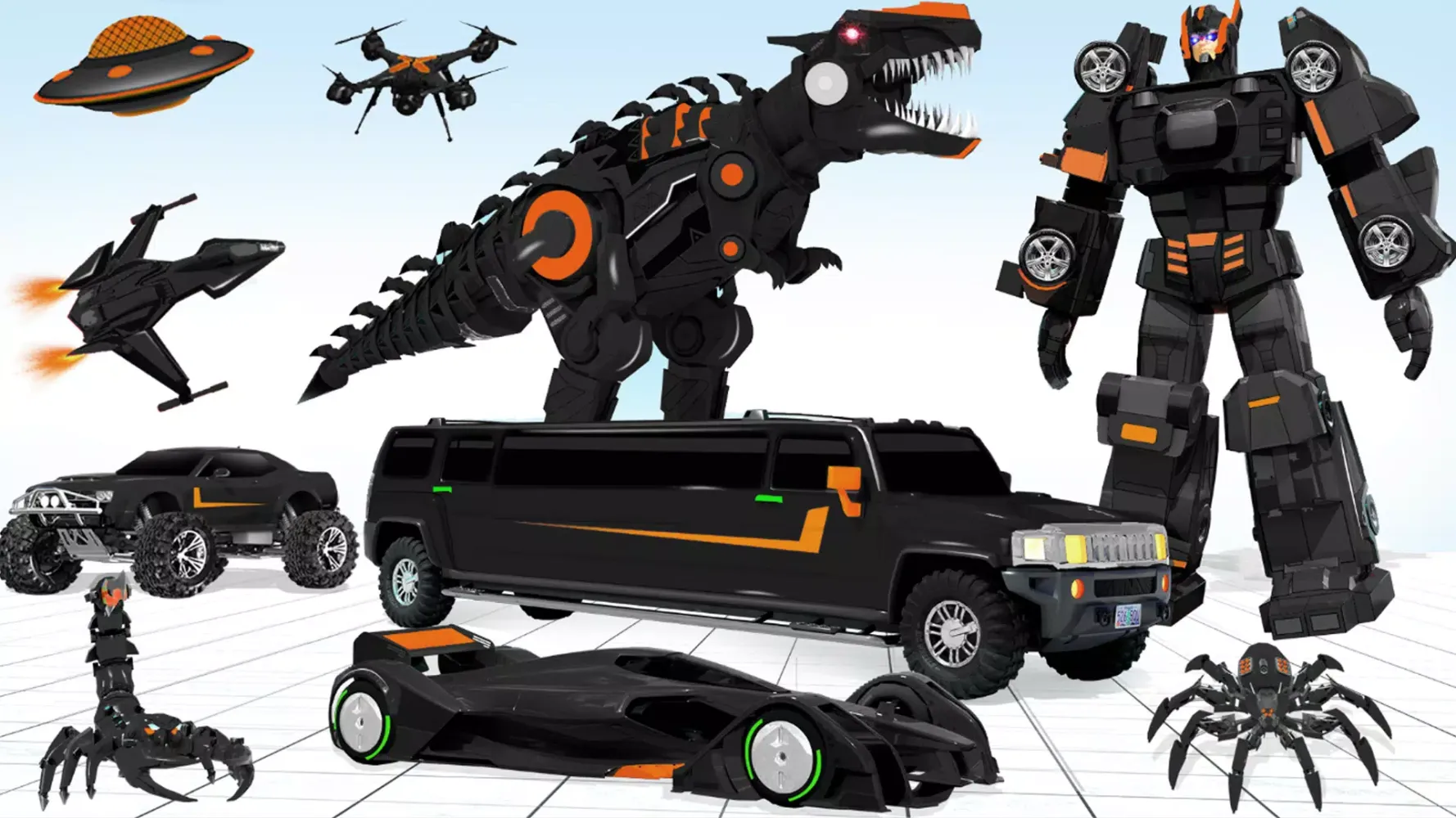 Capturas de tela do Limo Car Dino Robot Car Game