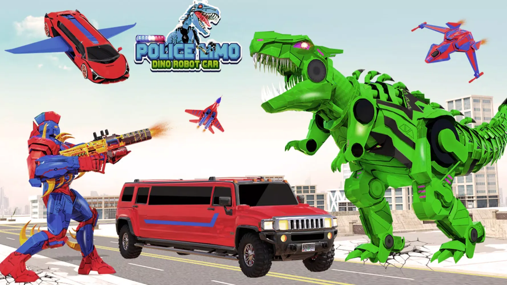 Capturas de tela do Limo Car Dino Robot Car Game
