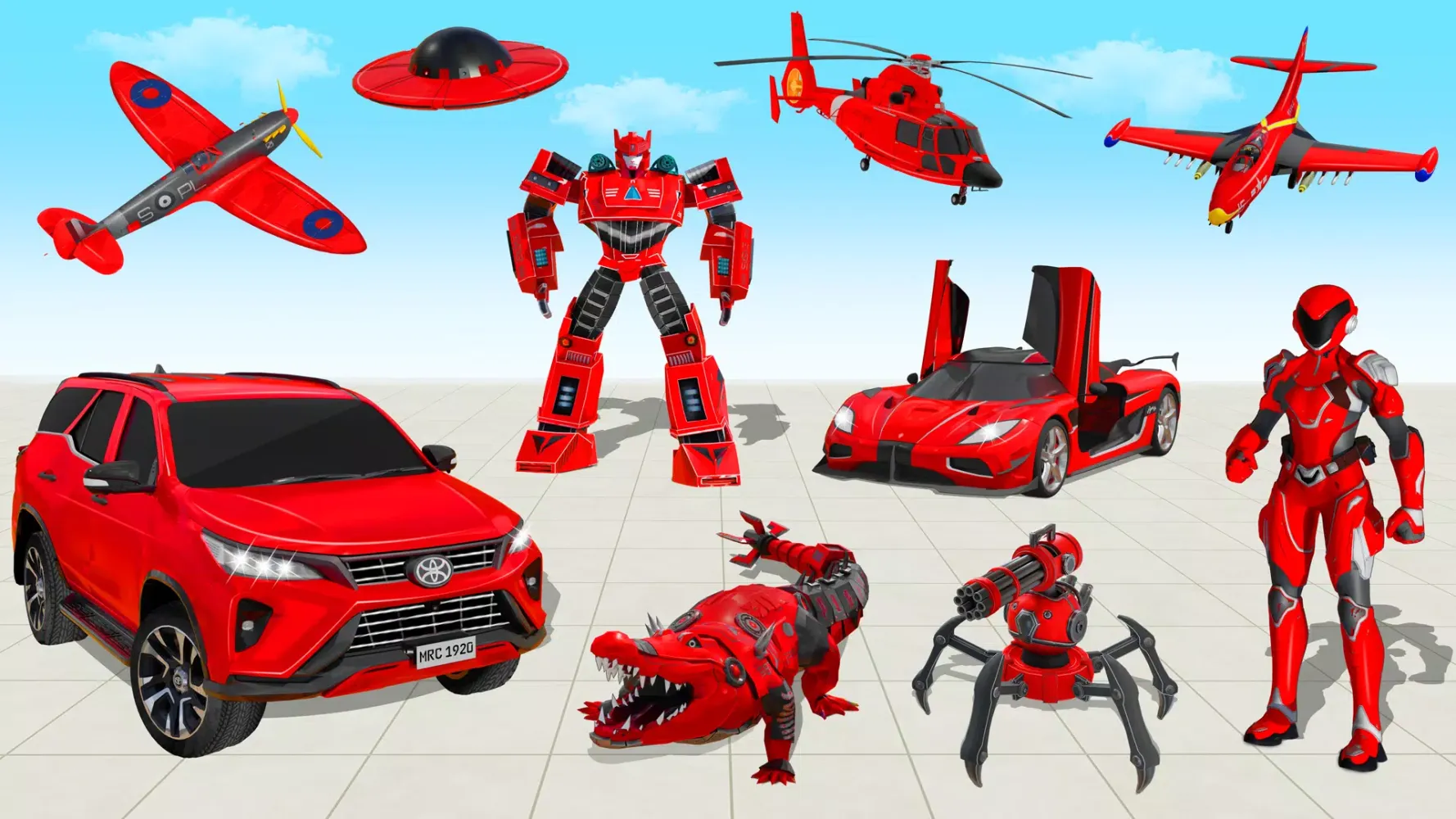 Flying Prado Car Robot Game Screenshots