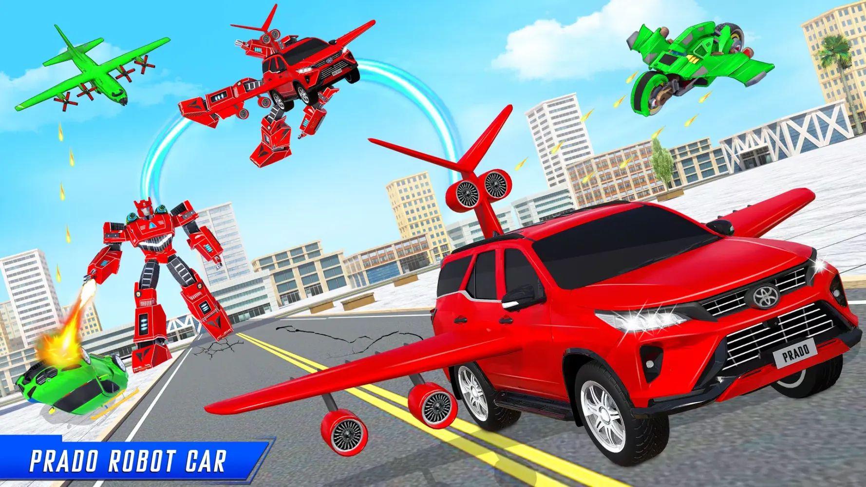 Flying Prado Car Robot Game Screenshots