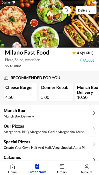 Tangkapan layar Milano Fast Food Birmingham