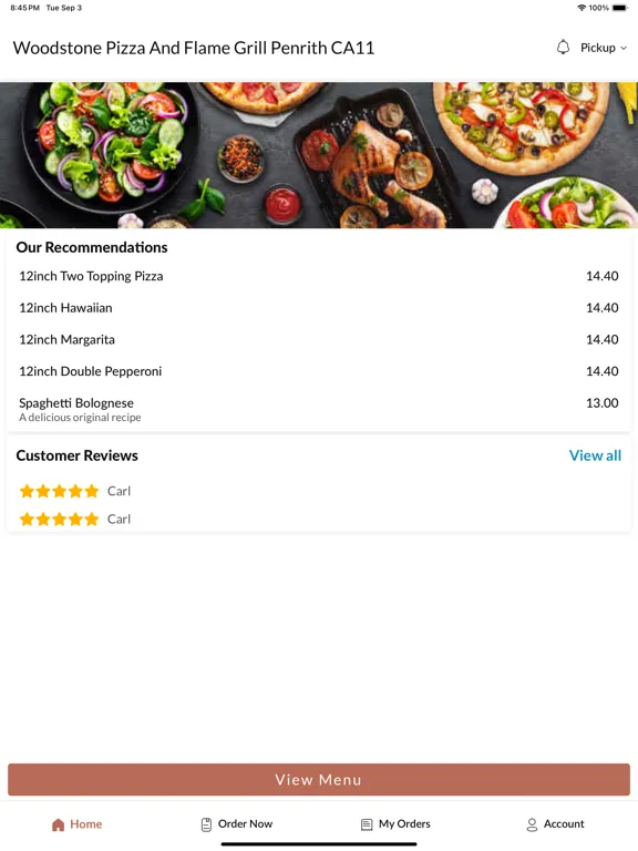 Woodstone Pizza & Flame Grill iPad 應用截圖