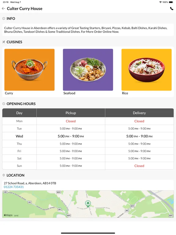 Capturas de pantalla de Culter Curry House Aberdeen iPad 