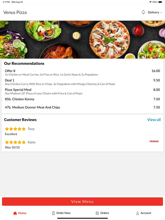 Venus Pizza Hull iPad  سکرین شاٹس