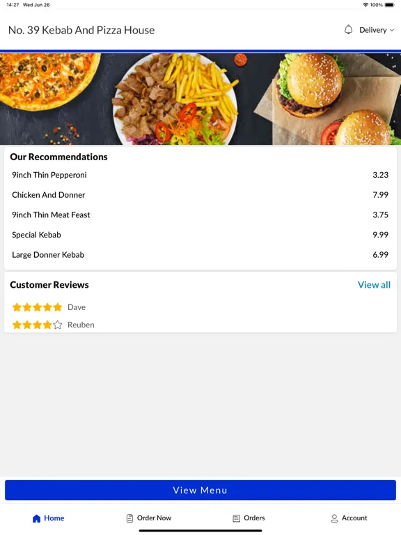 No. 39 Kebab And Pizza House iPad  سکرین شاٹس