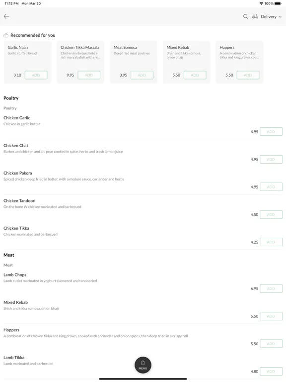 Zrzuty ekranu Nila Indian Cuisine iPad 