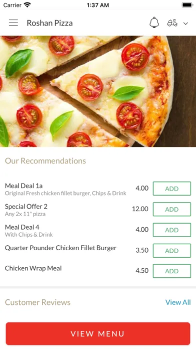Zrzuty ekranu Roshan Pizza