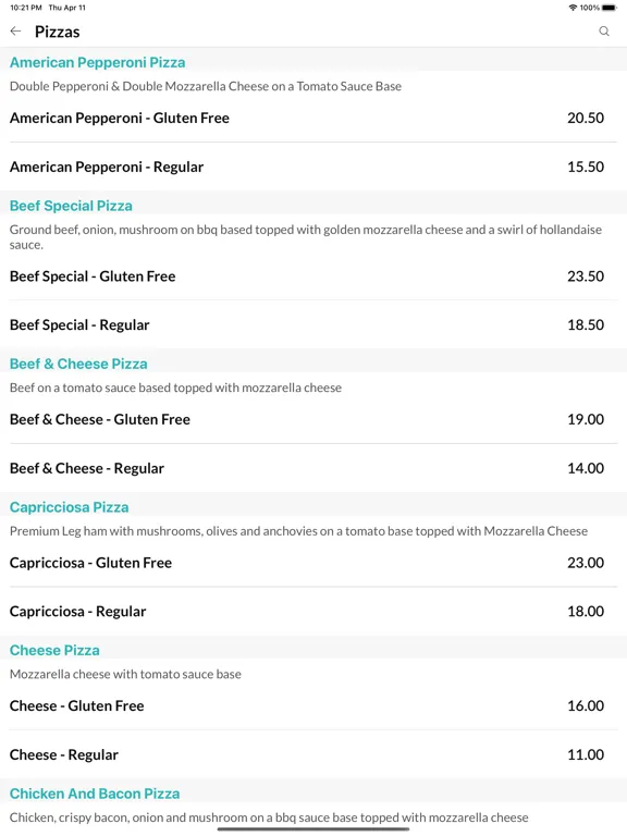 Westys Pizza iPad 应用截图