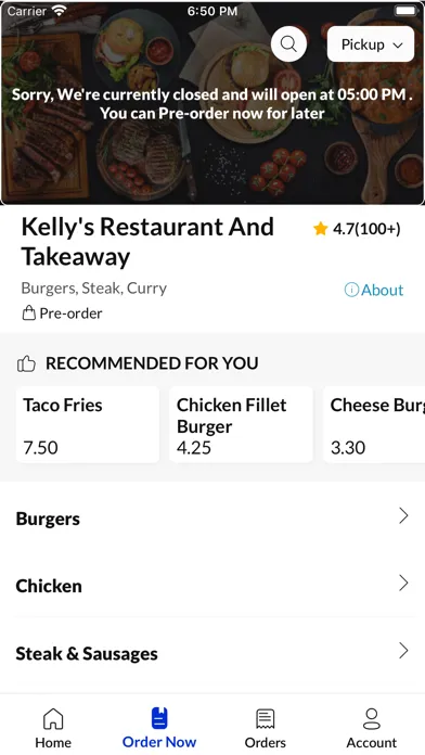 Tangkapan layar Kelly's Restaurant & Takeaway