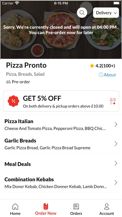 Zrzuty ekranu Pizza Pronto.