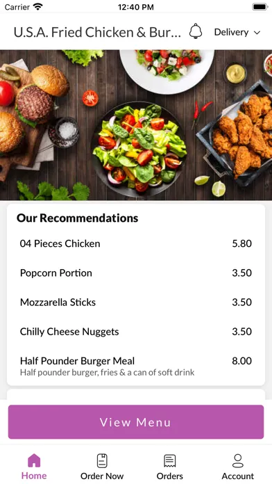 Tangkapan skrin U.S.A. Fried Chicken & Burgers
