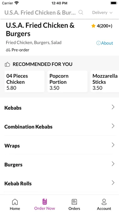 Tangkapan skrin U.S.A. Fried Chicken & Burgers