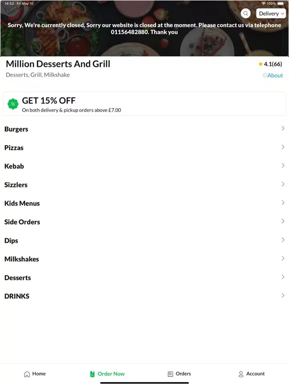 Capturas de tela do Million Desserts And Grill iPad 