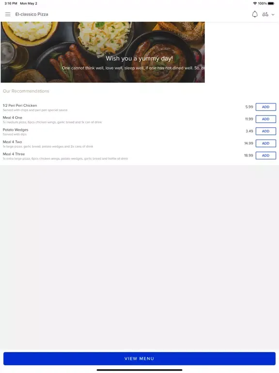 Zrzuty ekranu El-classico Pizza iPad 
