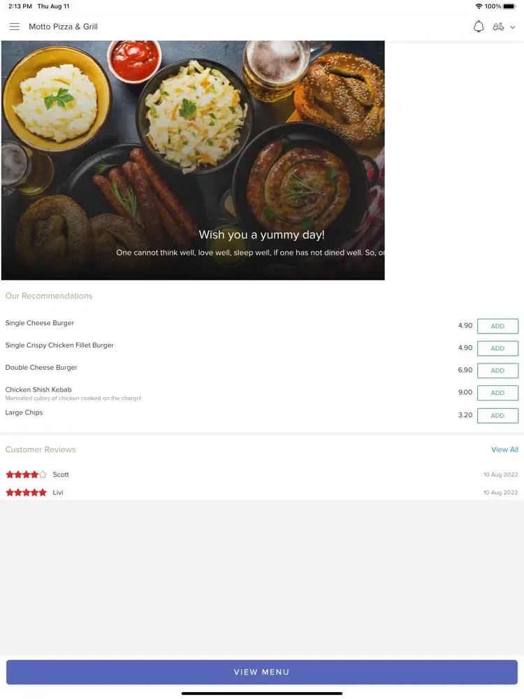 Motto Pizza & Grill iPad  স্ক্রিনশট