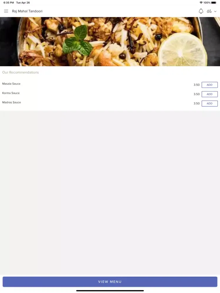 تصاویر Raj Mahal Tandoori iPad 