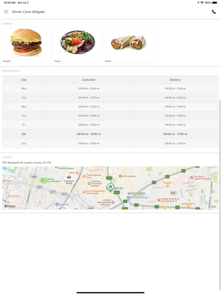 ภาพหน้าจอของ Doner Cave Aldgate iPad 