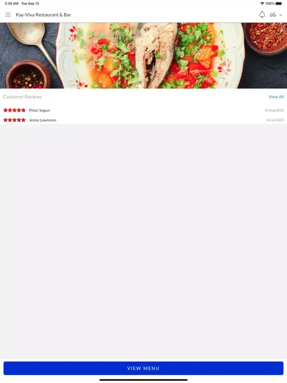 Kay-Viva Restaurant & Bar iPad  स्क्रीनशॉट