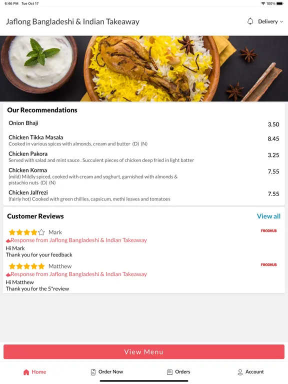 Jaflong Takeaway iPad  Screenshots