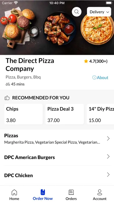 Capturas de tela do The Direct Pizza Company