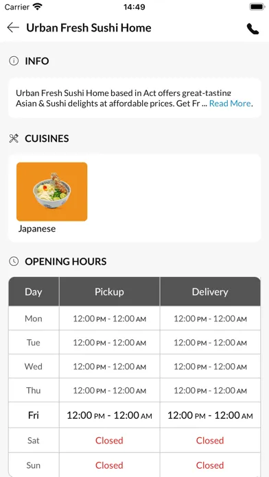 Capturas de tela do Urban Fresh Sushi Home