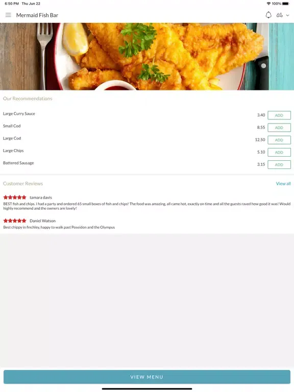 Mermaid Fish Bar London iPad  Screenshots