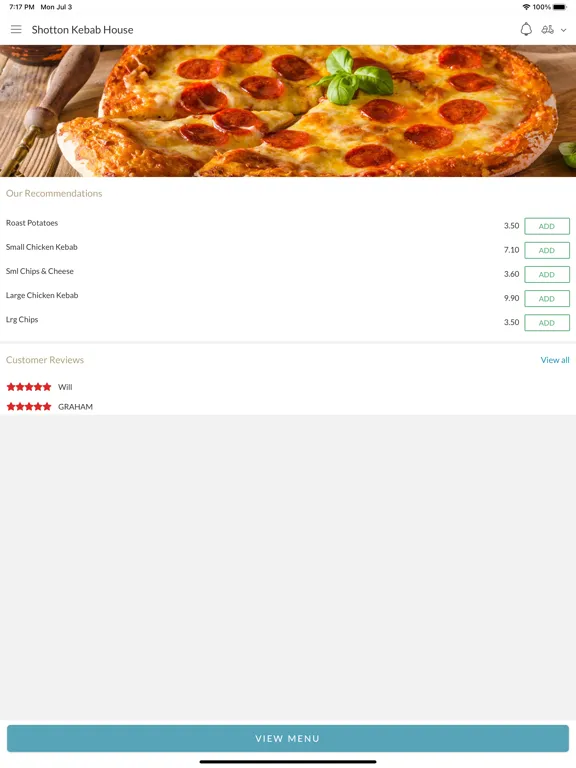 Shotton Kebab House iPad  스크린샷