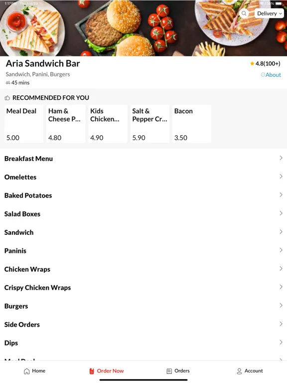 Aria Sandwich Bar iPad 应用截图