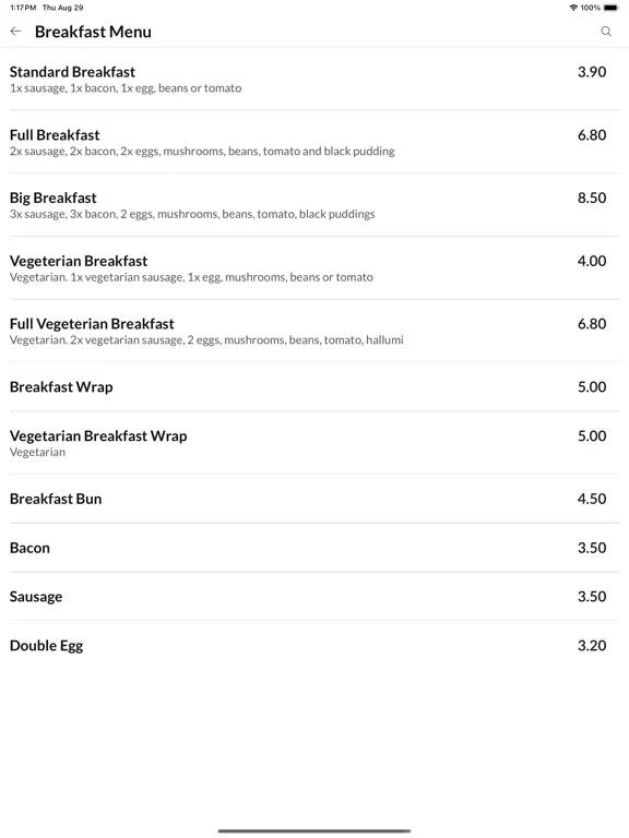 Aria Sandwich Bar iPad 应用截图